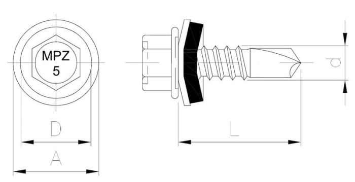Wkręt samowiercący MPZ 5 (ocynk) - zdolność przewiercania 5 mm